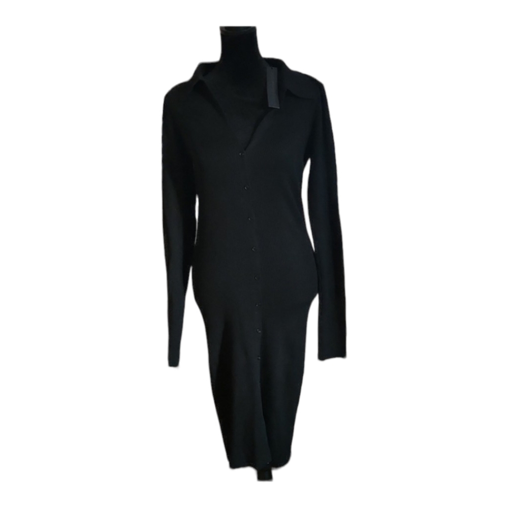 House of Harlow 1960 button down long sleeve rib knit dress
